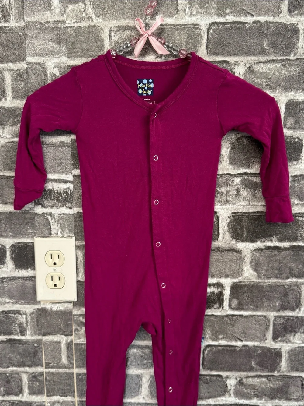 Kickee Pants one piece jumpsuit pajamas magenta 18-24 months